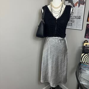 Sienna Sky Silky/Satin Style Leopard Print Midi Skirt